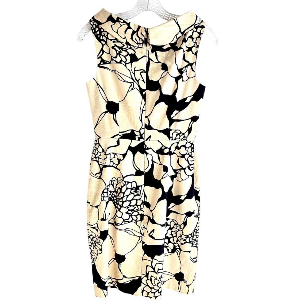 David Meister Beige and Black Floral Print Dress Size 4 - Picture 2 of 11